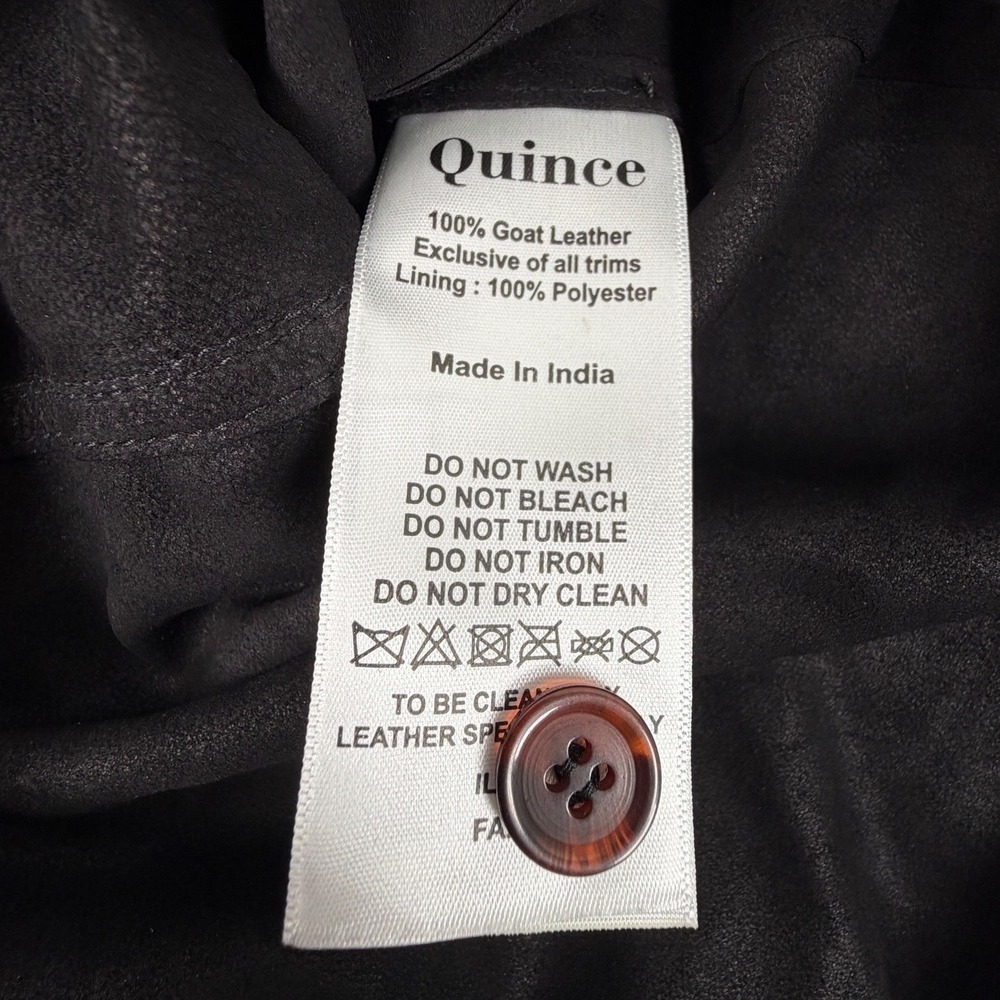Quince Mens Shirt Jacket Suede Goat Leather Button Front Black Large Overshirt - Picture 7 of 9